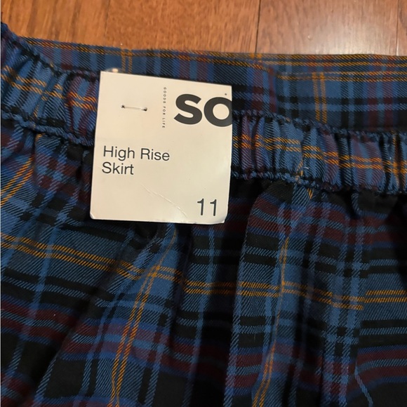 SO Blue and Purple Plaid Mini Skort with Buckle Accents. Size Juniors 11. NWT - Picture 9 of 9